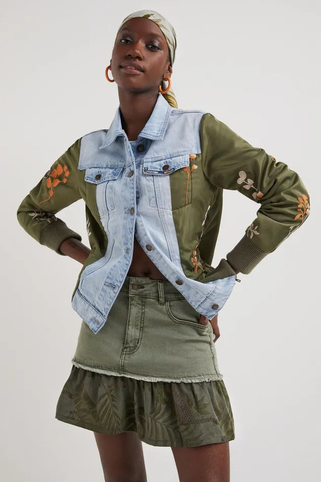 Desigual Hybrid Denim Bomber Jacket Women Jackets