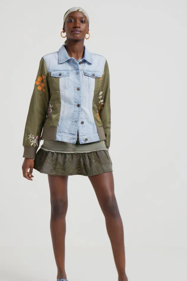 Desigual Hybrid Denim Bomber Jacket Women Jackets
