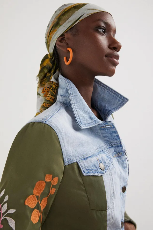 Desigual Hybrid Denim Bomber Jacket Women Jackets