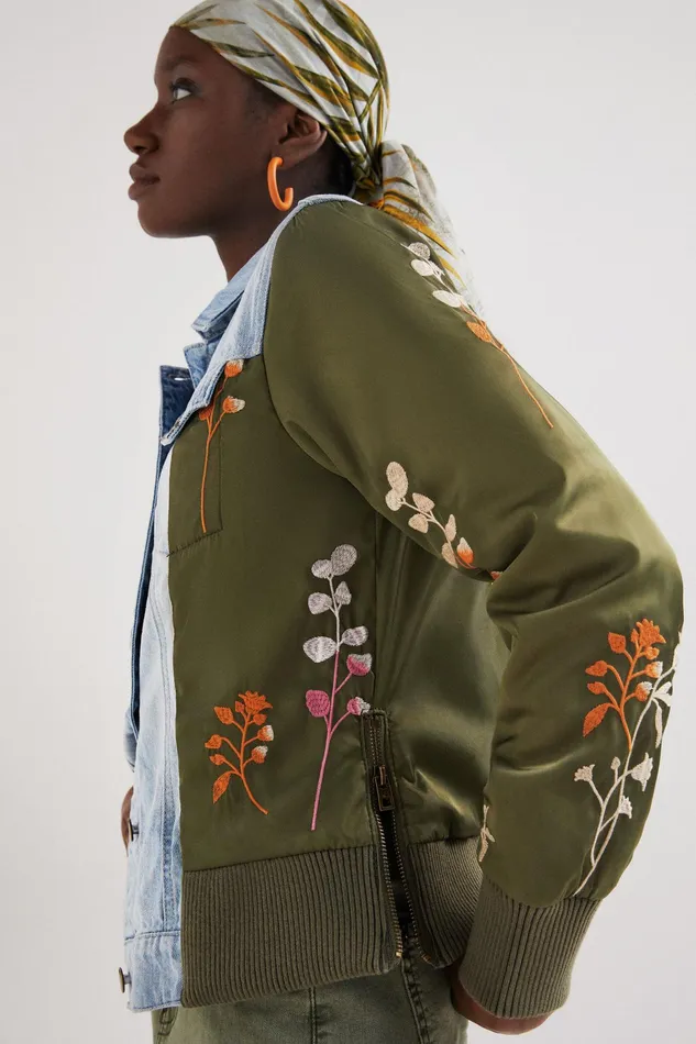 Desigual Hybrid Denim Bomber Jacket Women Jackets