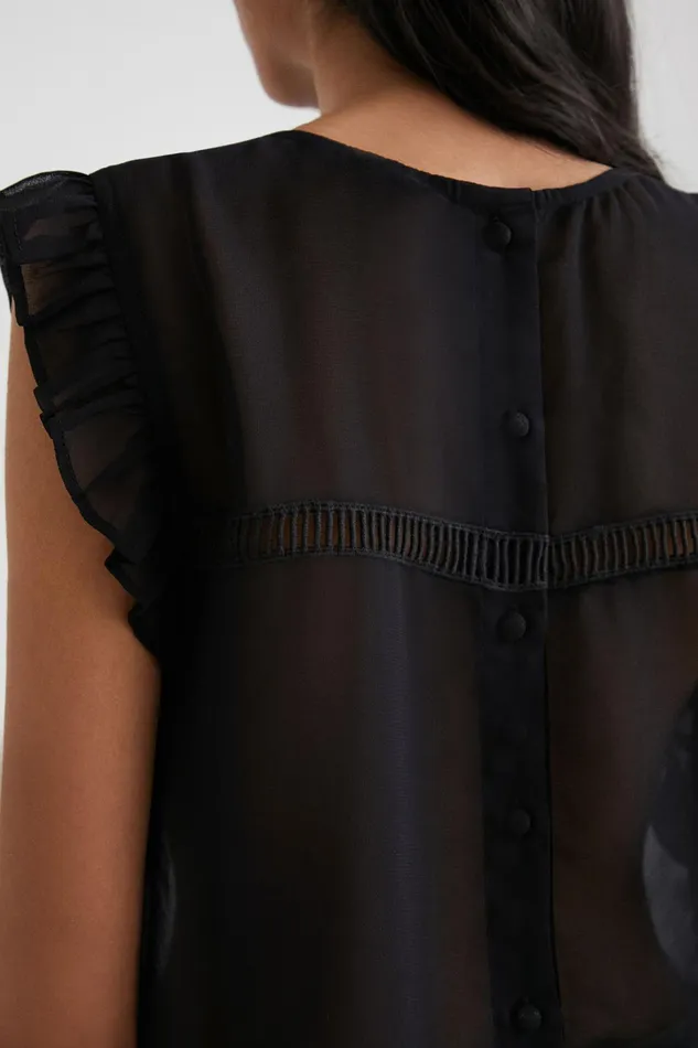 Desigual Johnson Hartig Sheer Blouse Women Tops and Shirts