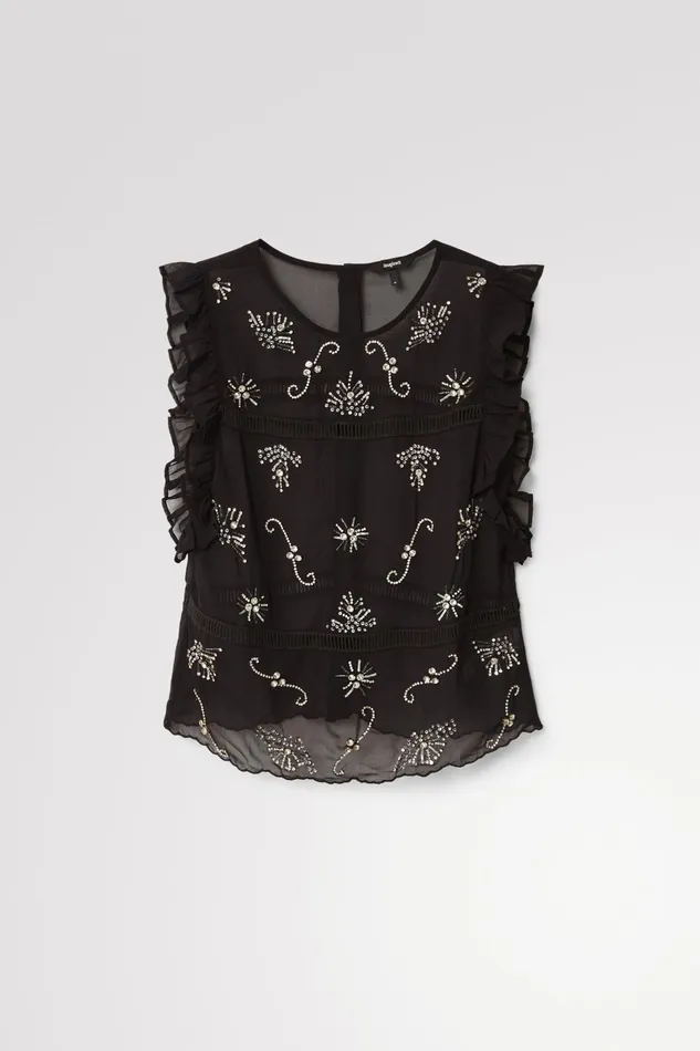 Desigual Johnson Hartig Sheer Blouse Women Tops and Shirts