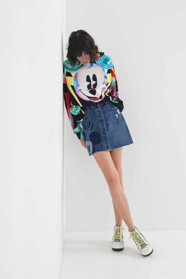 Desigual Mickey Mouse Patchwork Miniskirt Women Skirts and Shorts