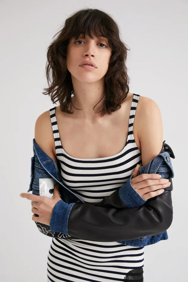 Desigual Mickey Mouse Stripe Dress Women Dresses