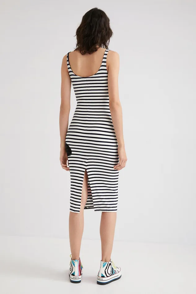 Desigual Mickey Mouse Stripe Dress Women Dresses