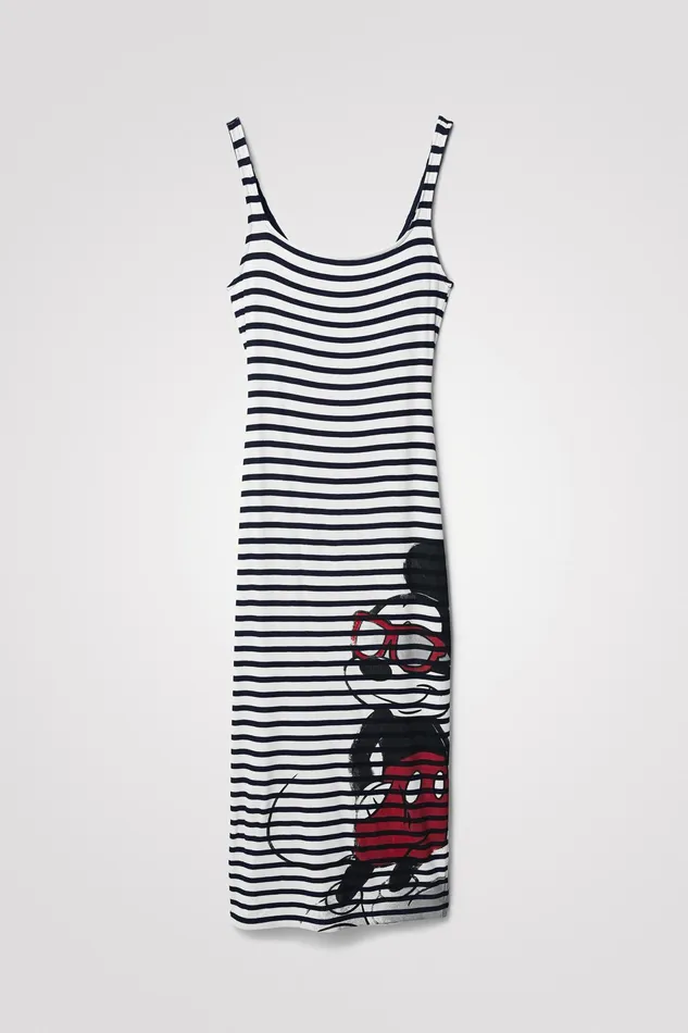 Desigual Mickey Mouse Stripe Dress Women Dresses