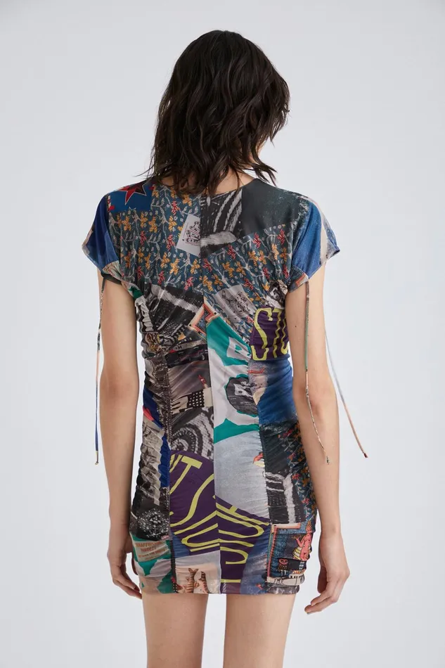 Desigual Slim Ruched Mini Dress Women Dresses