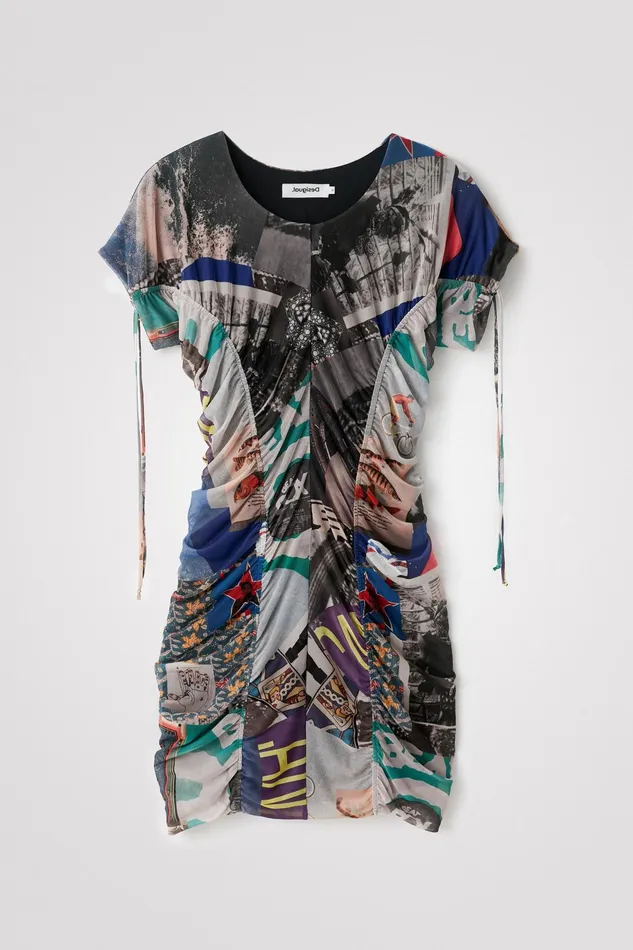 Desigual Slim Ruched Mini Dress Women Dresses