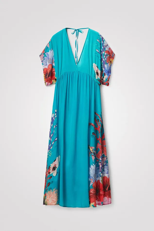 Desigual Sustainable Coral Maxi Dress Women Swimwear