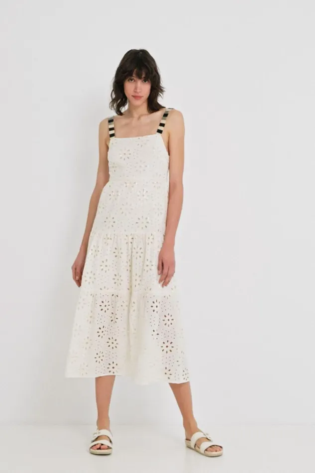 Desigual Swiss Embroidery Maxi Dress Women Dresses