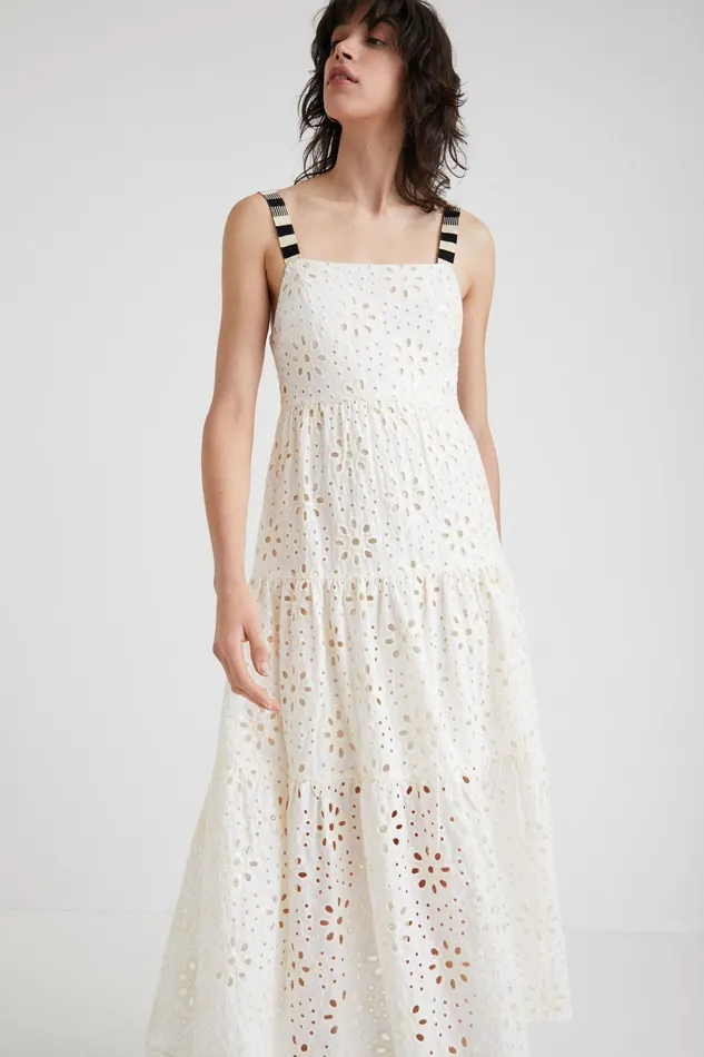 Desigual Swiss Embroidery Maxi Dress Women Dresses