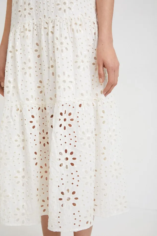 Desigual Swiss Embroidery Maxi Dress Women Dresses
