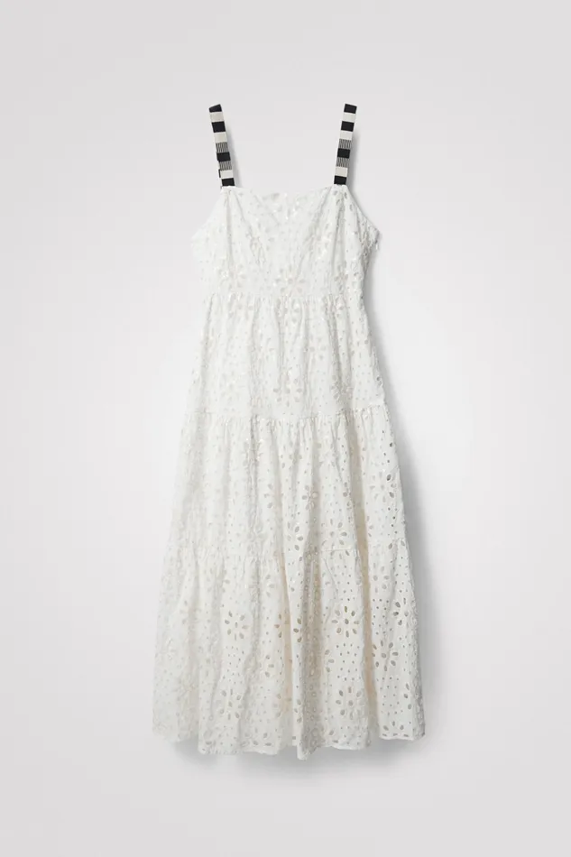 Desigual Swiss Embroidery Maxi Dress Women Dresses