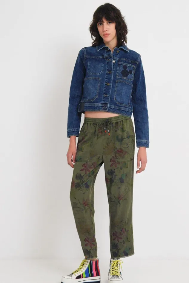 Desigual Tencel Camoflower Trousers Women Pants and Leggings