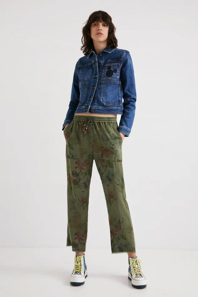 Desigual Tencel Camoflower Trousers Women Pants and Leggings