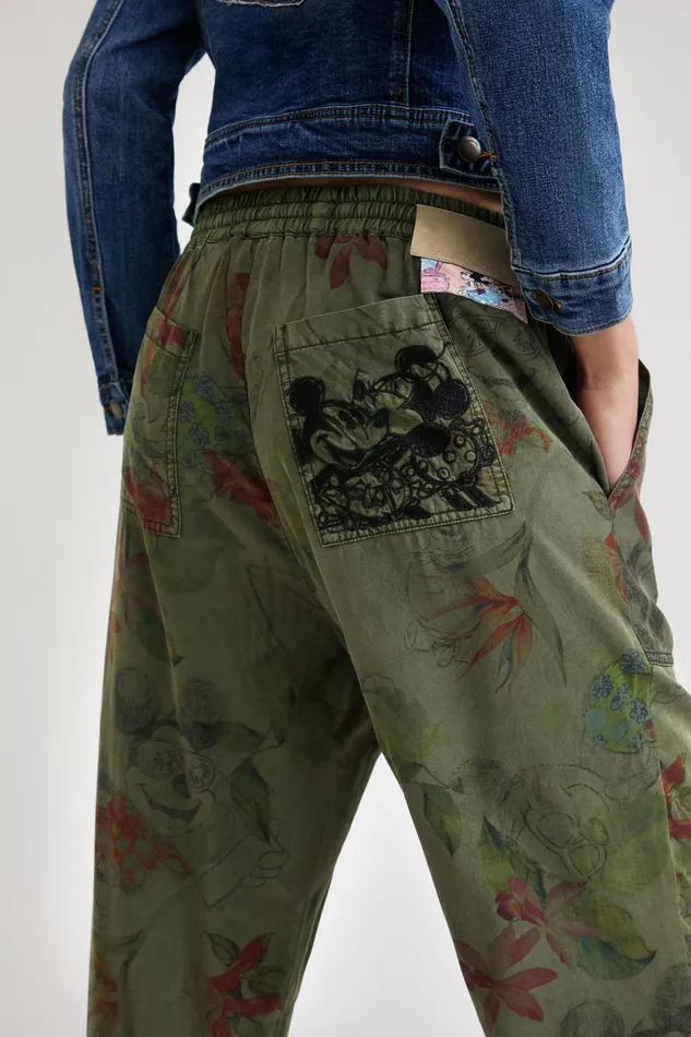 Desigual Tencel Camoflower Trousers Women Pants and Leggings