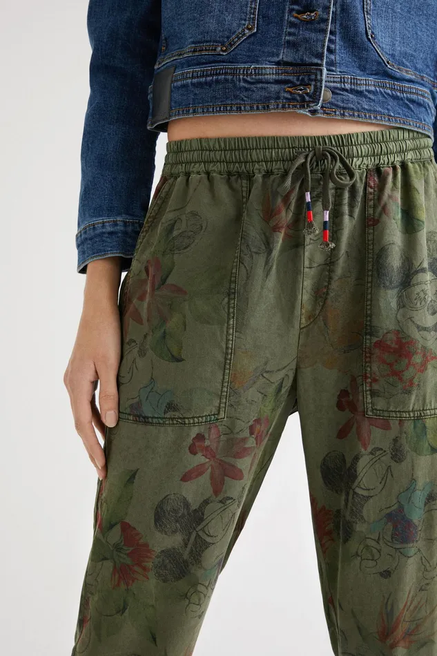 Desigual Tencel Camoflower Trousers Women Pants and Leggings