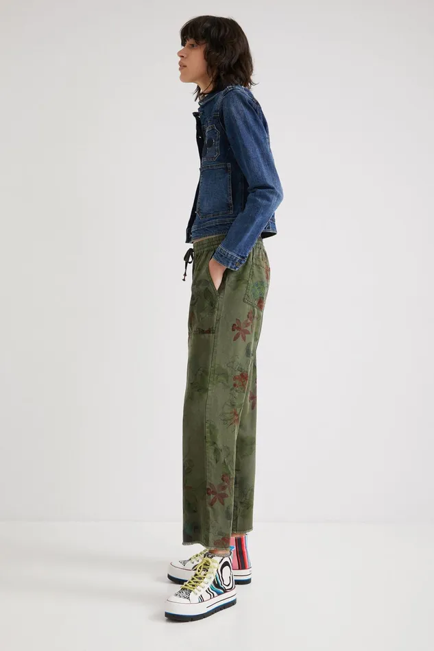 Desigual Tencel Camoflower Trousers Women Pants and Leggings