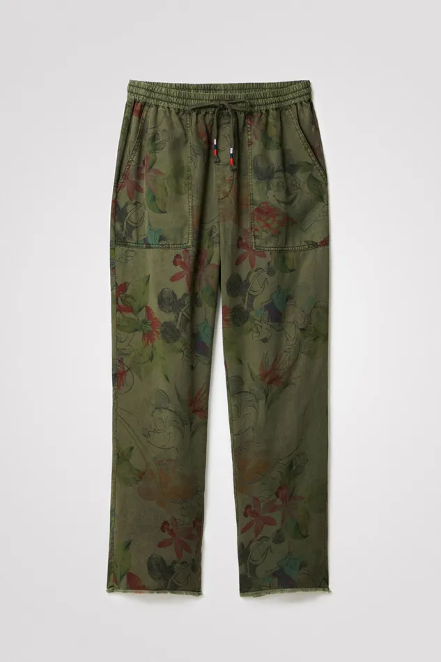 Desigual Tencel Camoflower Trousers Women Pants and Leggings