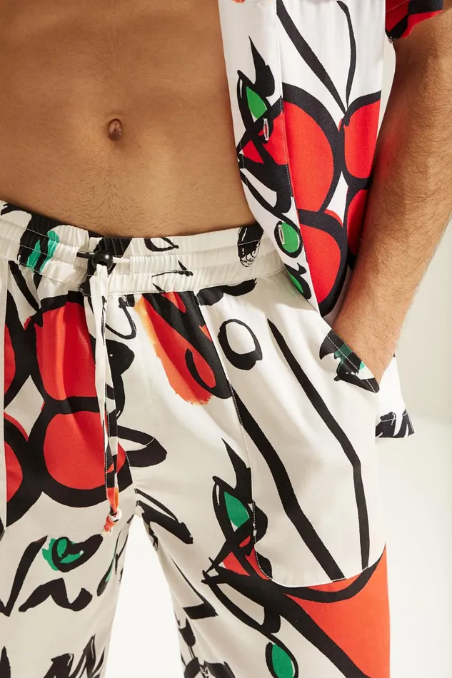 Desigual Unisex Bermudas With Drawstring And El Beso Print MensWomen Jeans and Pants