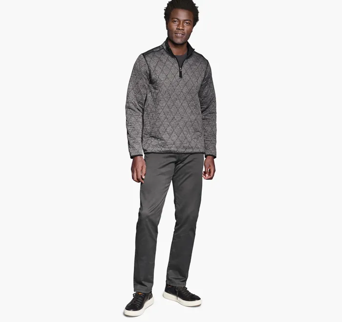 Diamond Quilt QuarterZip Charcoal Heather Sweaters and Knits Johnston and Murphy Men