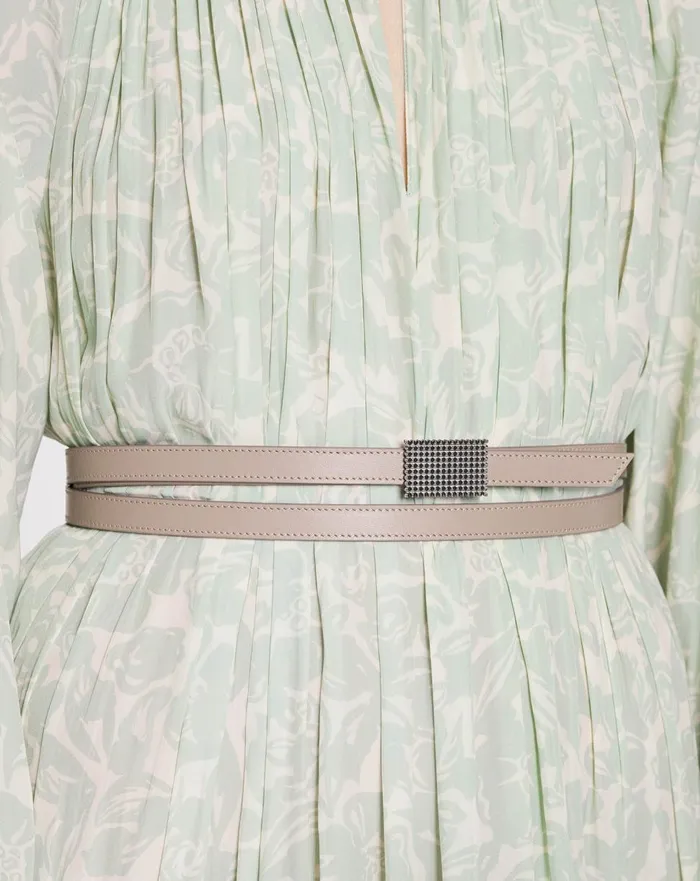 Double Concerto Leather Belt Taupe Women Lanvin Belts