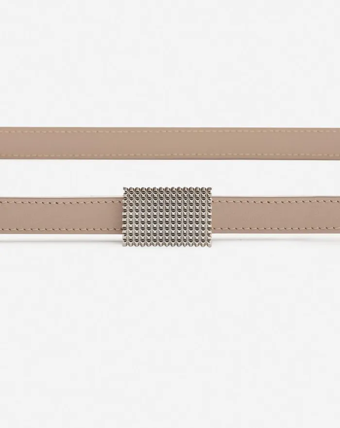 Double Concerto Leather Belt Taupe Women Lanvin Belts