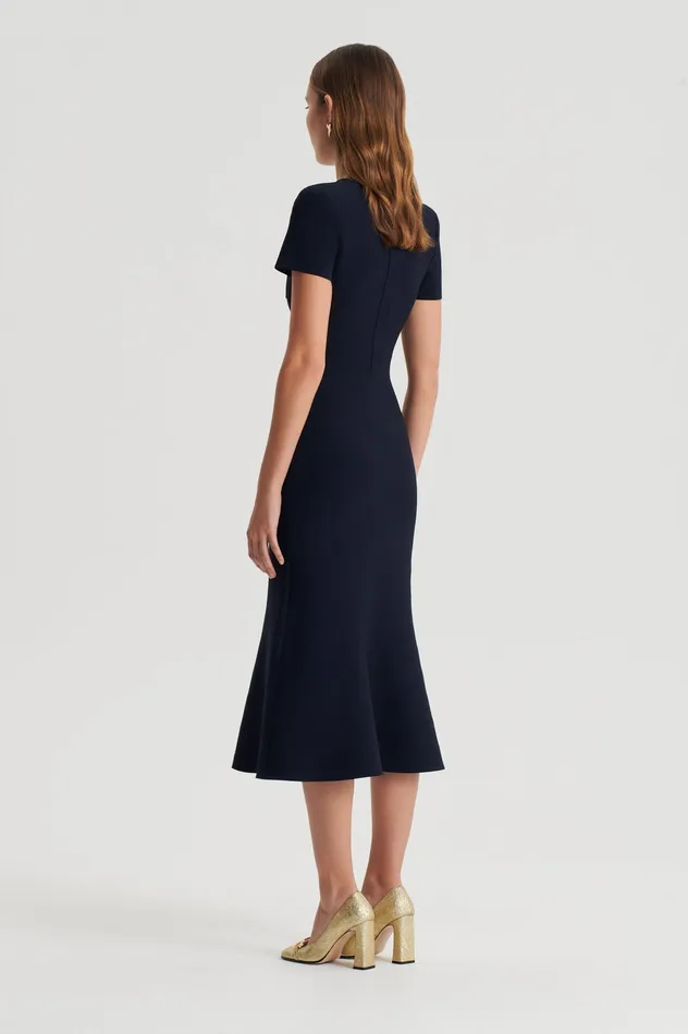 Dresses CREPE KNIT CRAVAT DRESS NAVY Scanlan Theodore Women Dresses CREPE KNIT CRAVAT DRESS NAVY Scanlan Theodore Women