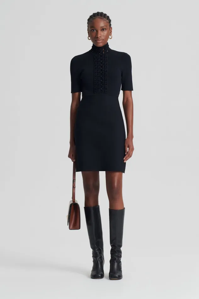 Dresses CREPE KNIT DAISY MINI DRESS BLACK Scanlan Theodore Women