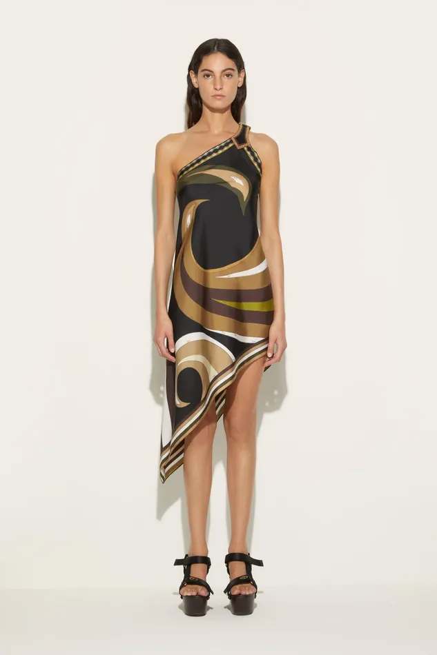 Dresses Women PUCCI CigniPrint Asymmetric SilkTwill Dress