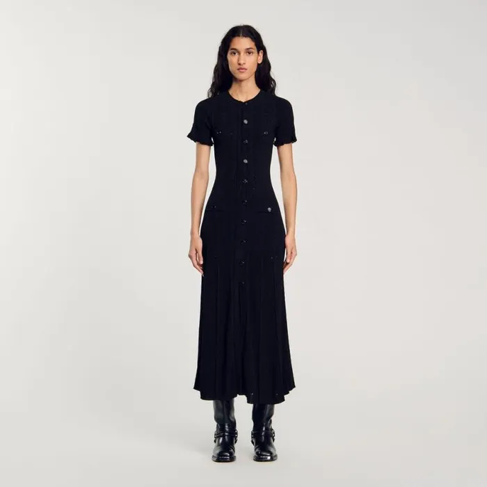 Dresses Women SANDRO Knit Maxi Dress Black