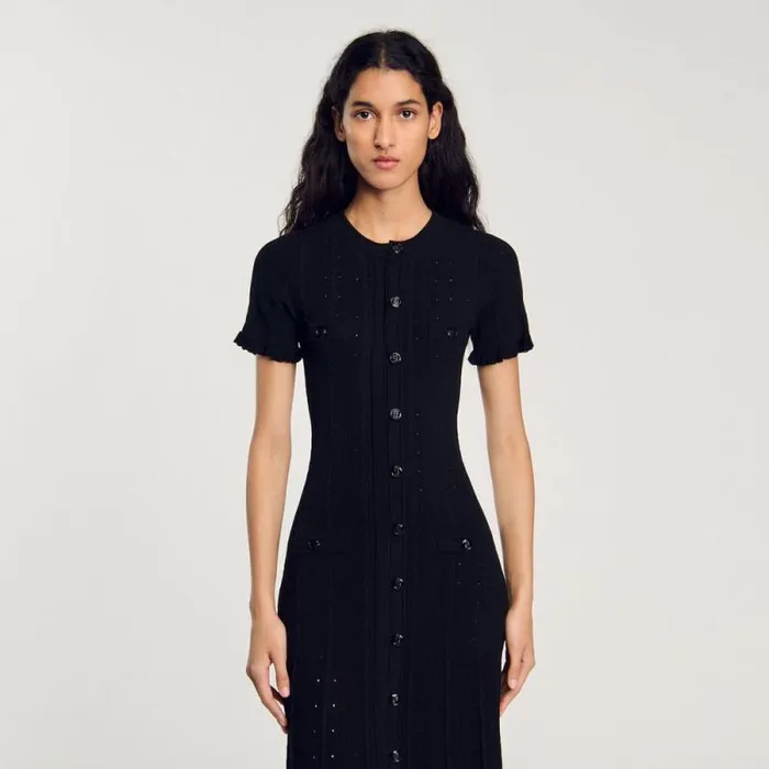 Dresses Women SANDRO Knit Maxi Dress Black