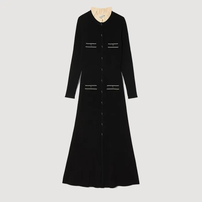 Dresses Women SANDRO Knit Maxi Dress Black