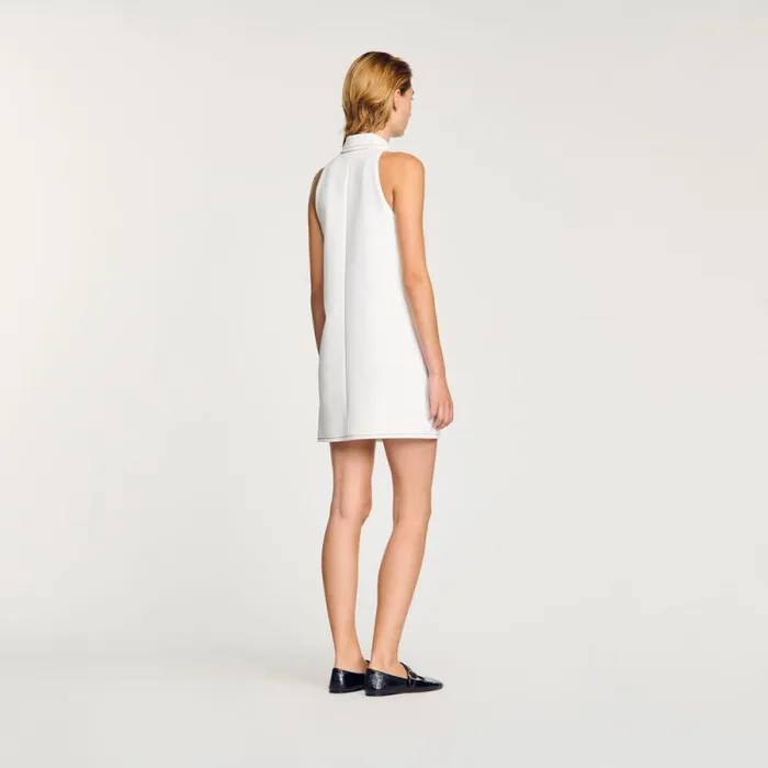 Dresses Women SANDRO Peter Pan Collar Short Dress Ecru