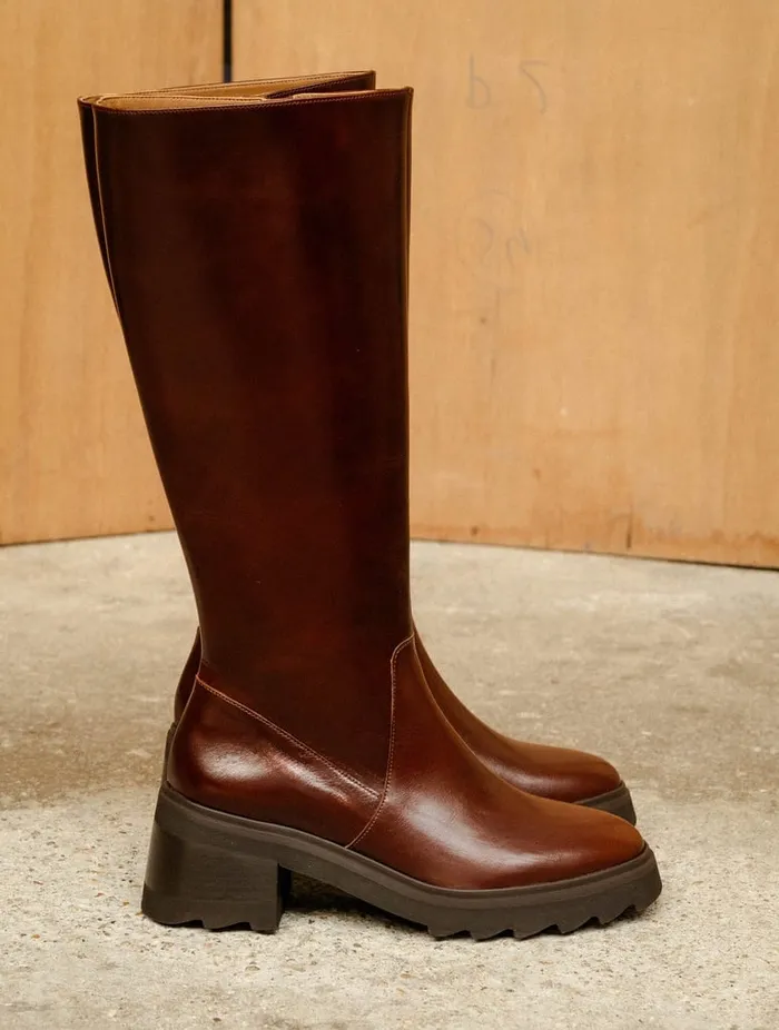 Enora Turkish Coffee Women Bobbies Knee High Boots