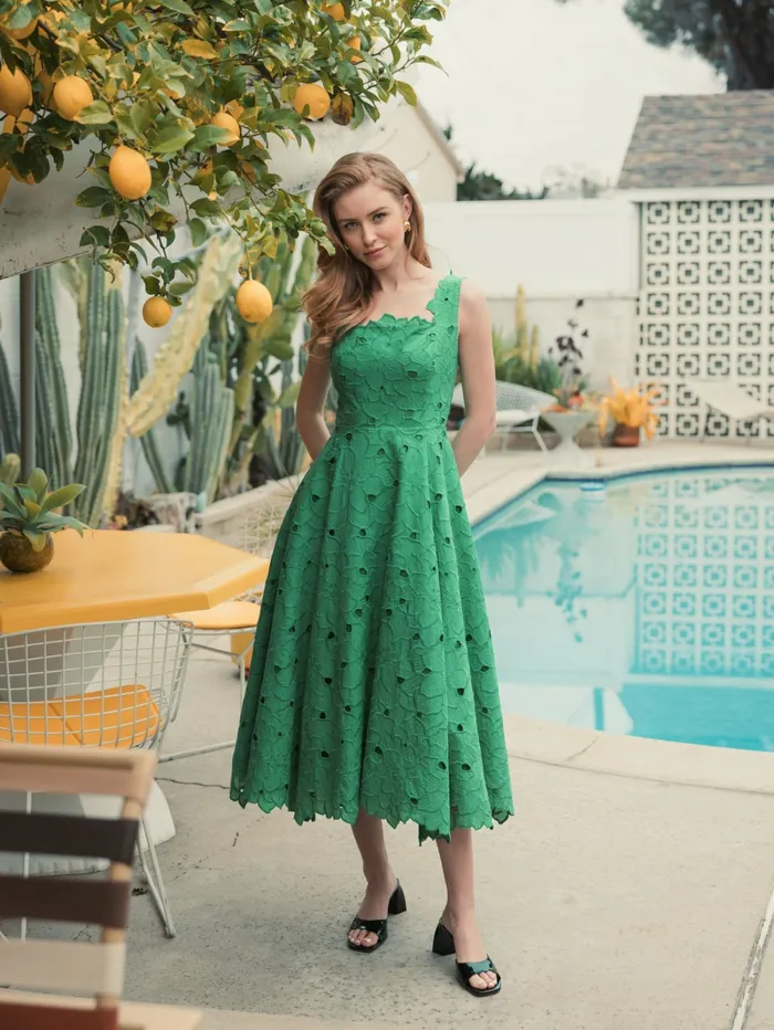 Every Day Dresses Mac Duggal Women Embroidered Floral A Line Midi Dress Spring Green