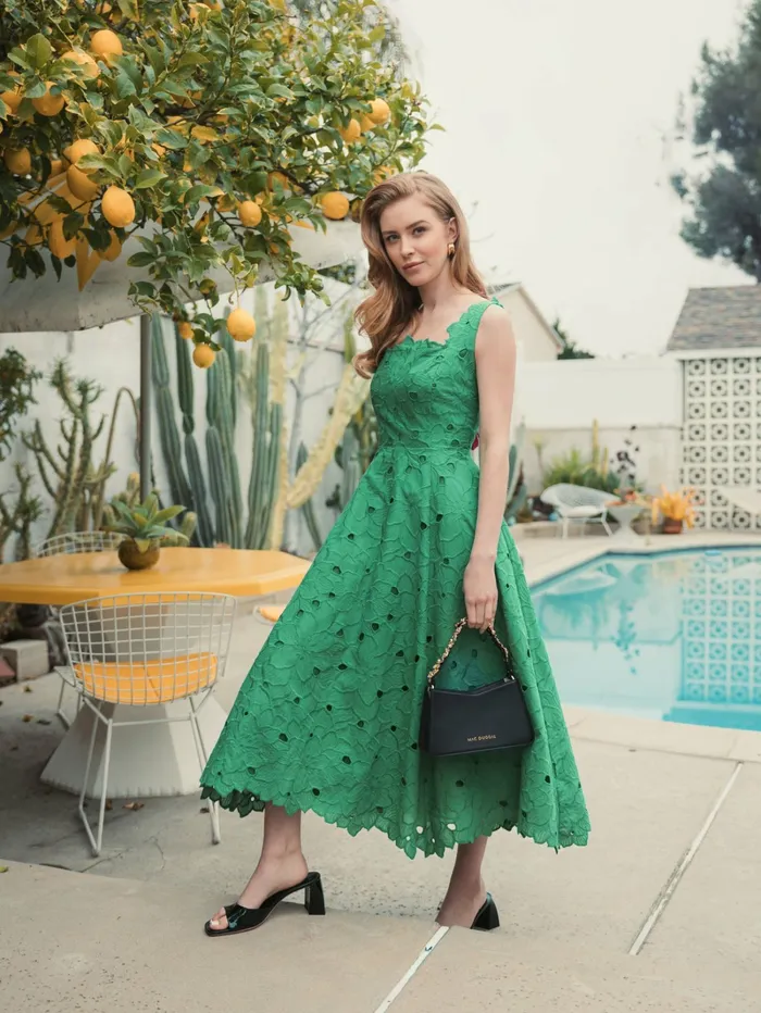 Every Day Dresses Mac Duggal Women Embroidered Floral A Line Midi Dress Spring Green