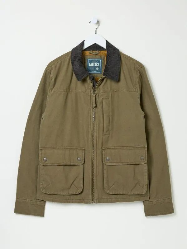 Fat Face Coats and Jackets Men Khaki Green Canvas Jacket