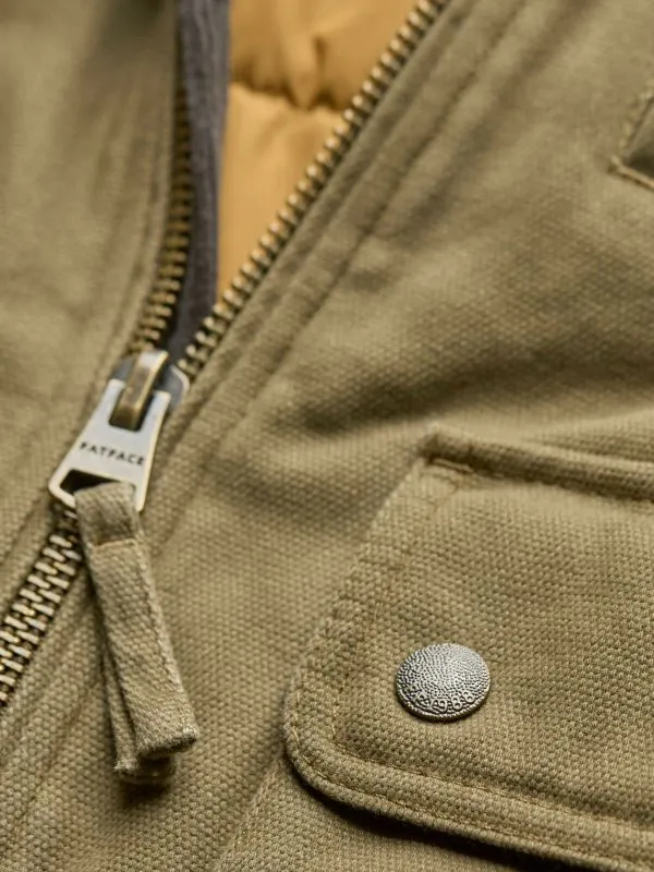 Fat Face Coats and Jackets Men Khaki Green Canvas Jacket