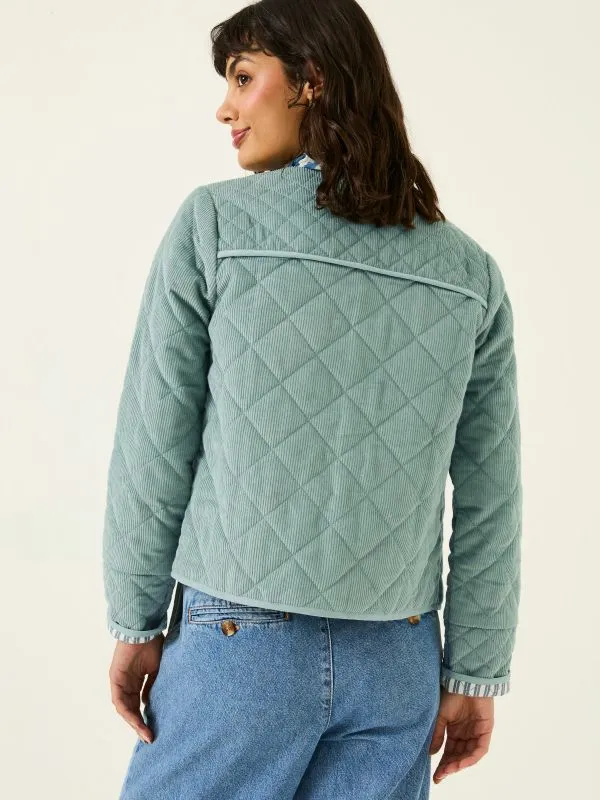Fat Face Coats and Jackets Women Maeve Light Blue Cord Quilted Jacket