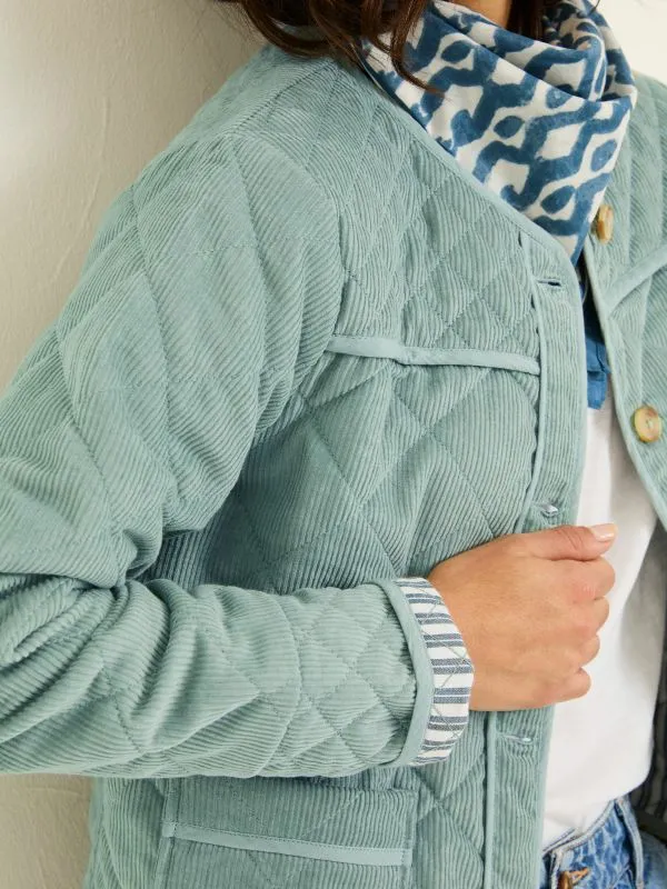 Fat Face Coats and Jackets Women Maeve Light Blue Cord Quilted Jacket