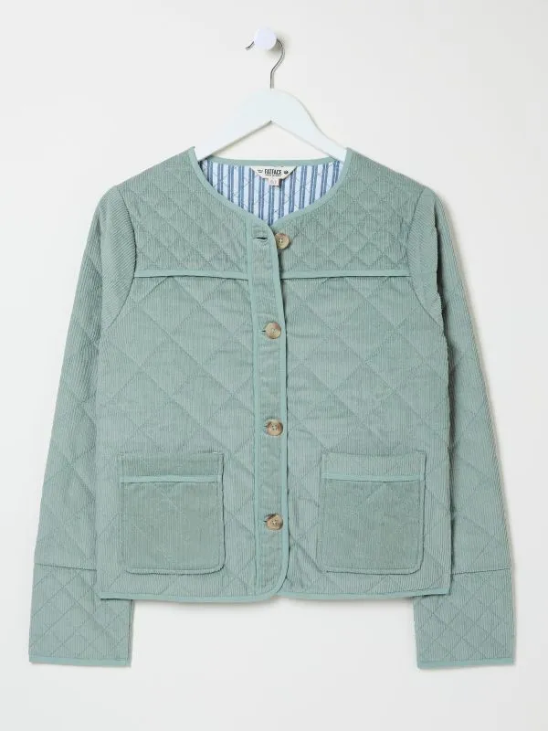 Fat Face Coats and Jackets Women Maeve Light Blue Cord Quilted Jacket