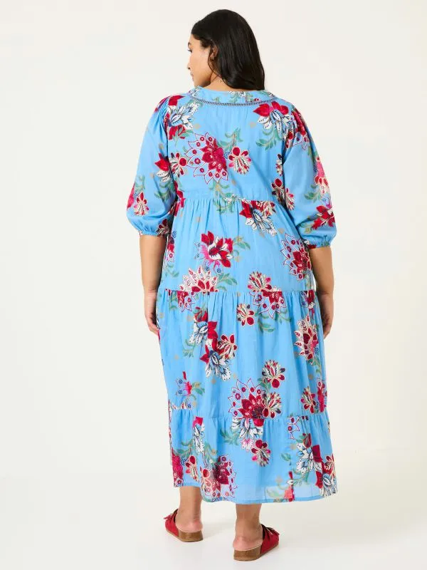 Fat Face Dresses Women Bright Blue 100 Cotton Frankie Maxi Dress