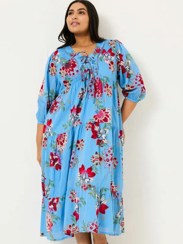 Fat Face Dresses Women Bright Blue 100 Cotton Frankie Maxi Dress