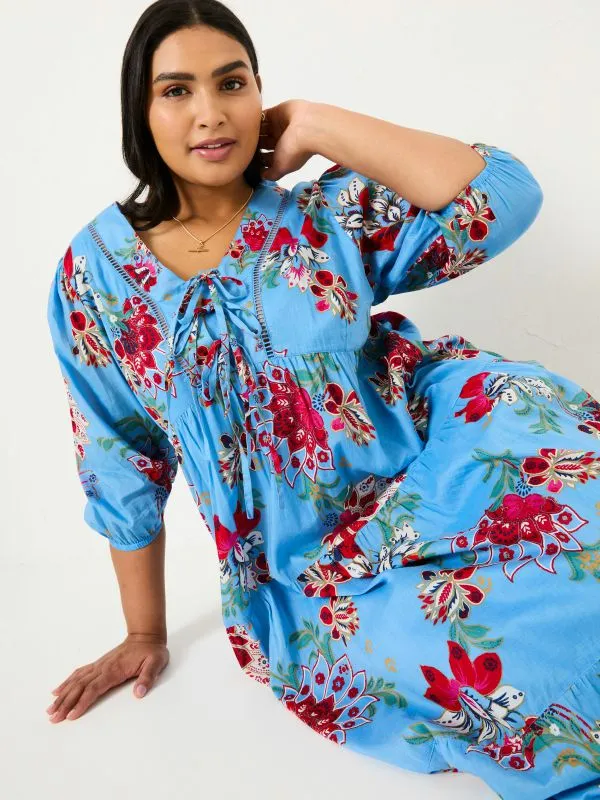 Fat Face Dresses Women Bright Blue 100 Cotton Frankie Maxi Dress