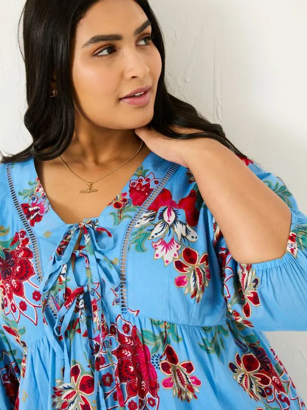 Fat Face Dresses Women Bright Blue 100 Cotton Frankie Maxi Dress