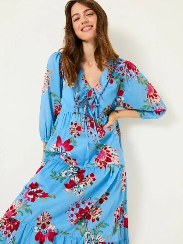 Fat Face Dresses Women Bright Blue 100 Cotton Frankie Maxi Dress