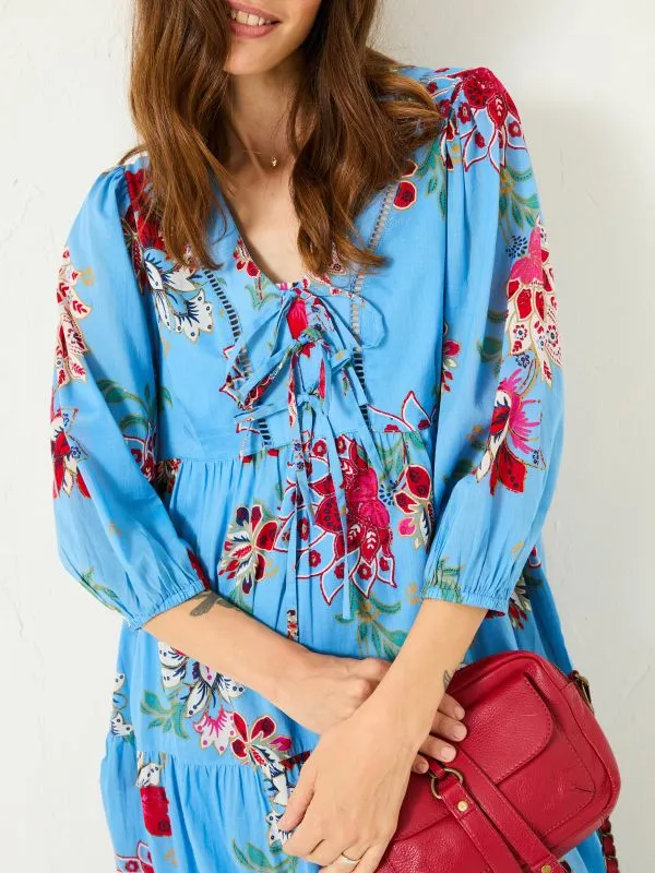 Fat Face Dresses Women Bright Blue 100 Cotton Frankie Maxi Dress