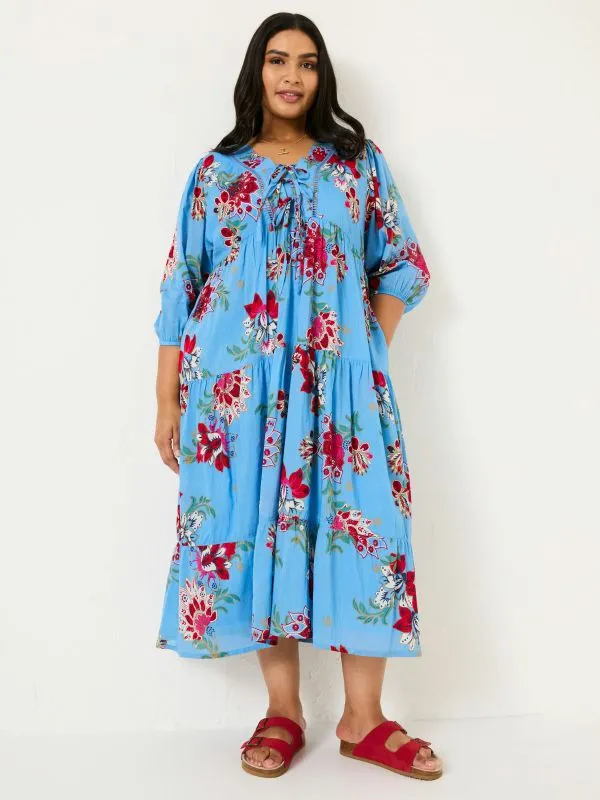 Fat Face Dresses Women Bright Blue 100 Cotton Frankie Maxi Dress