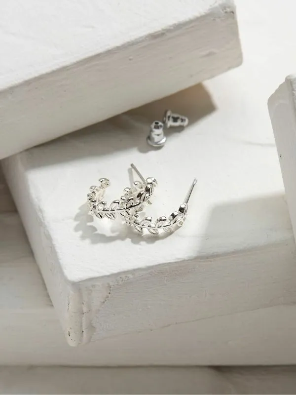 Fat Face Jewellery Women Daisy Silver Tone Tone Hoops Earrings